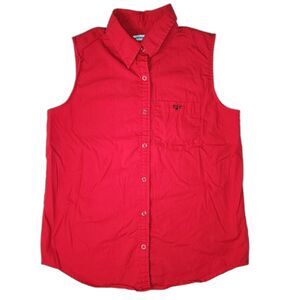 Vintage Marsh Landing Petites Red Snap Button Sleeveless Top Size PS